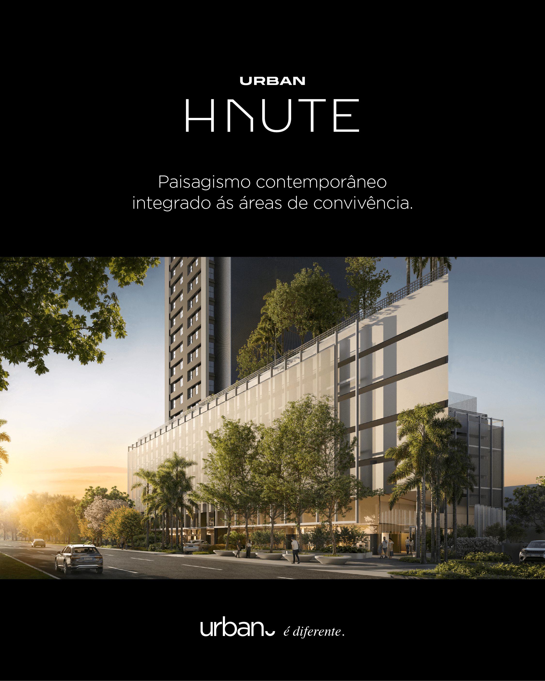 Perspectiva do boulevard e da fachada do Urban Haute