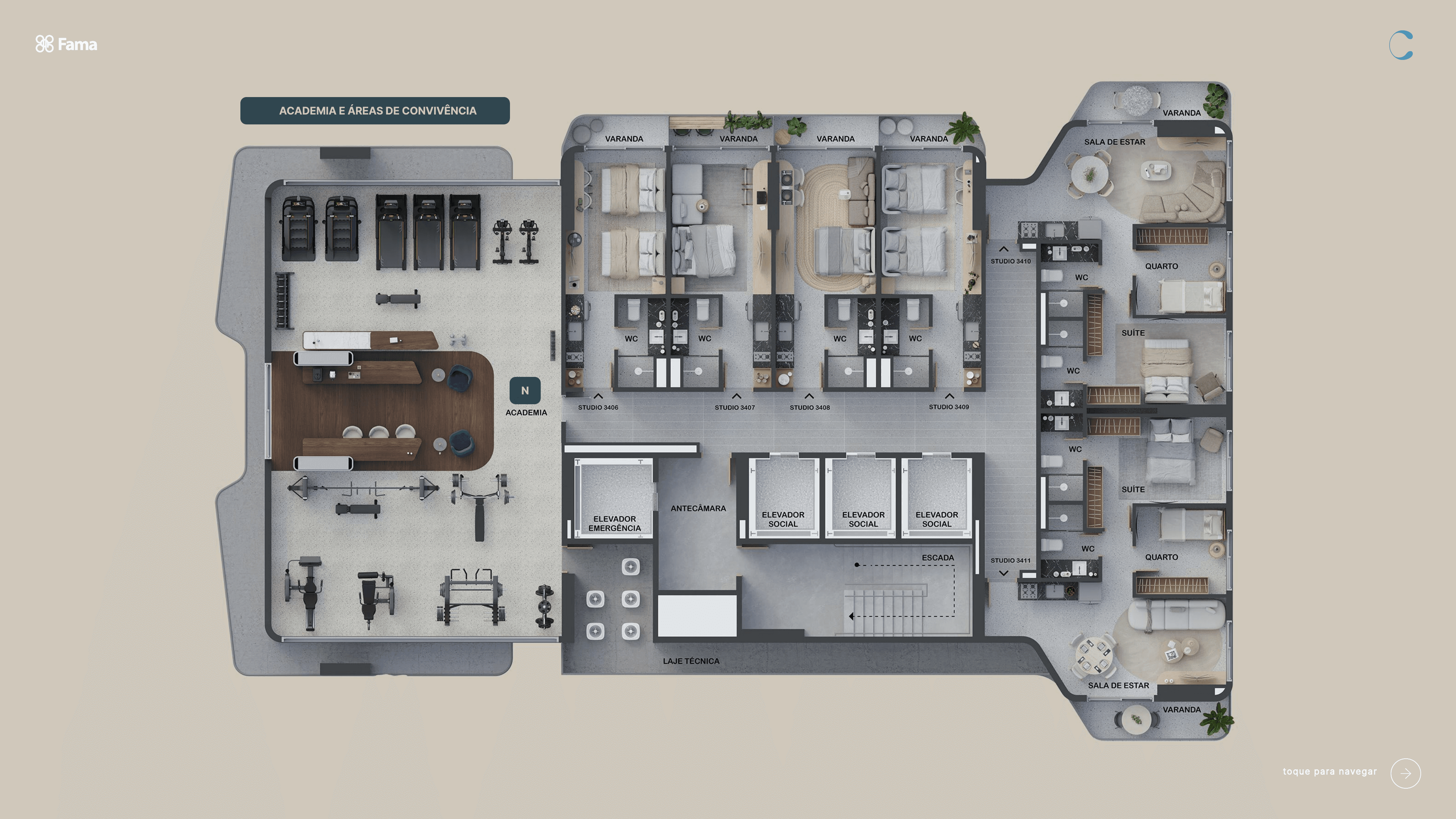 Planta da academia e áreas de convivência, página 18 do book Yacht by Fama
