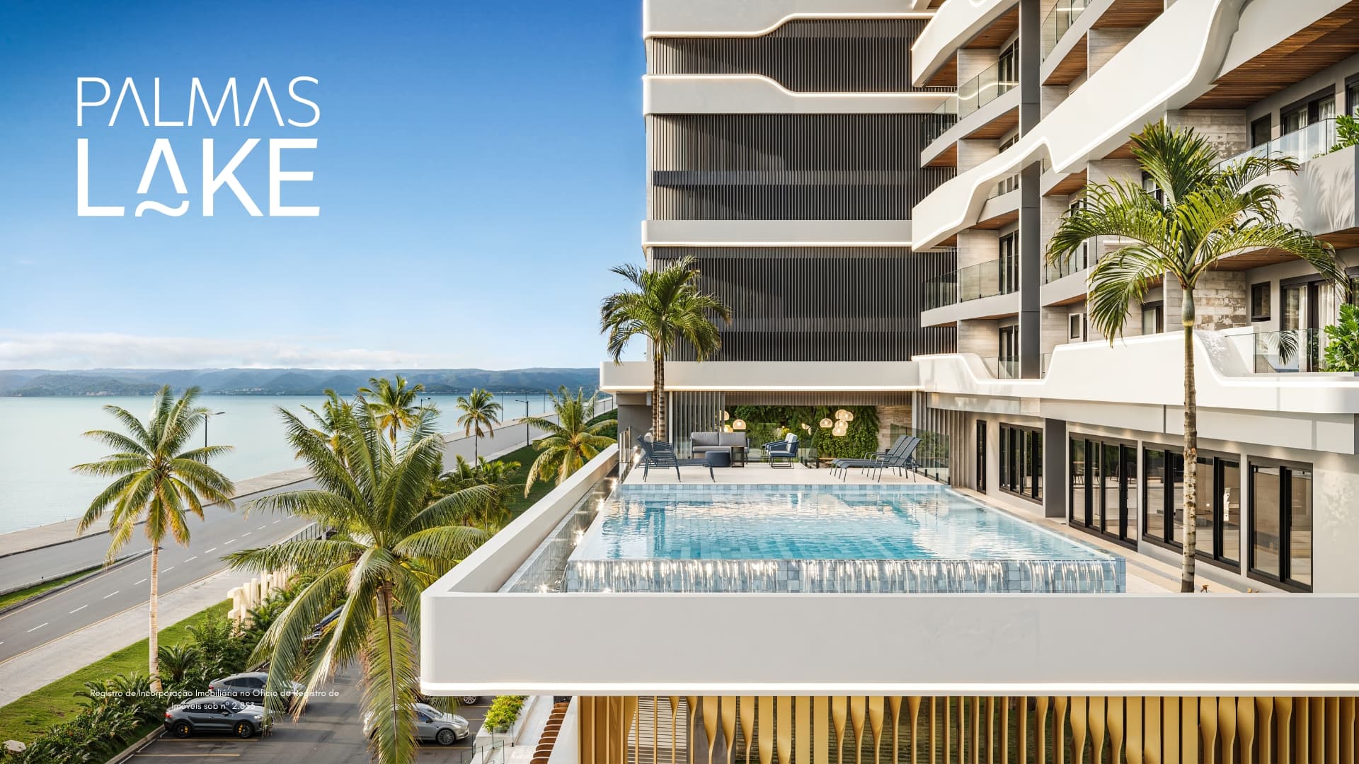 Piscina suspensa com borda infinita e vista para o lago nos Lofts