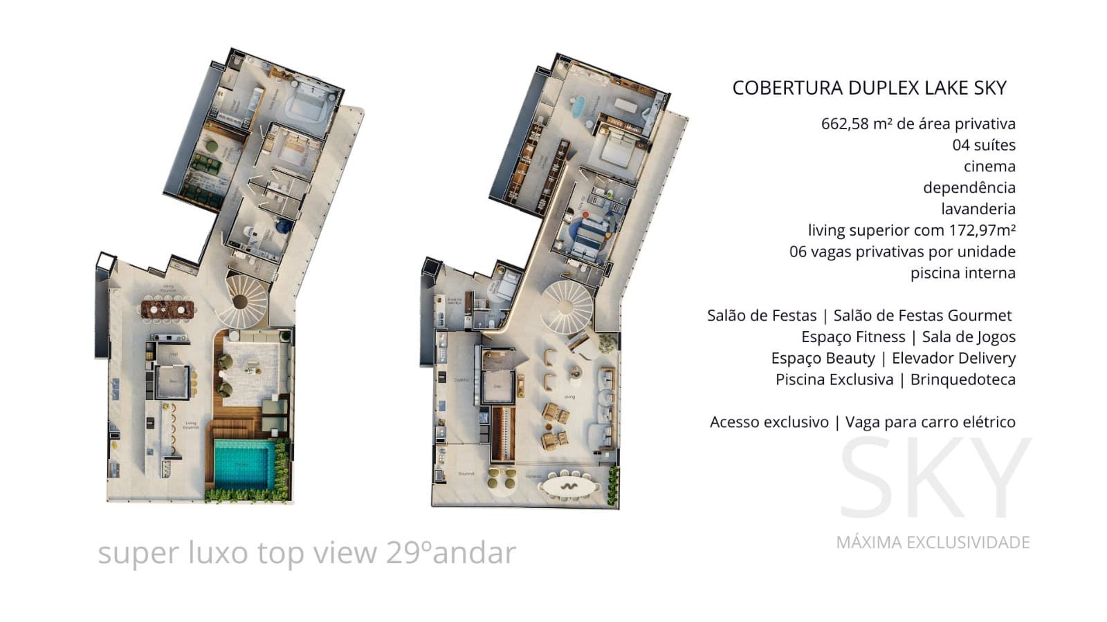 Planta da cobertura duplex Lake Sky