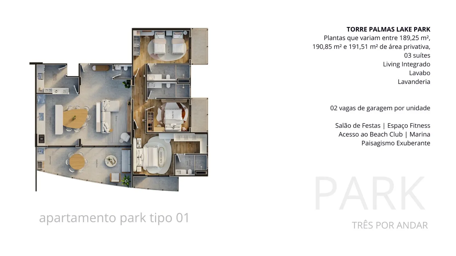 Planta do apartamento Lake Park tipo 01